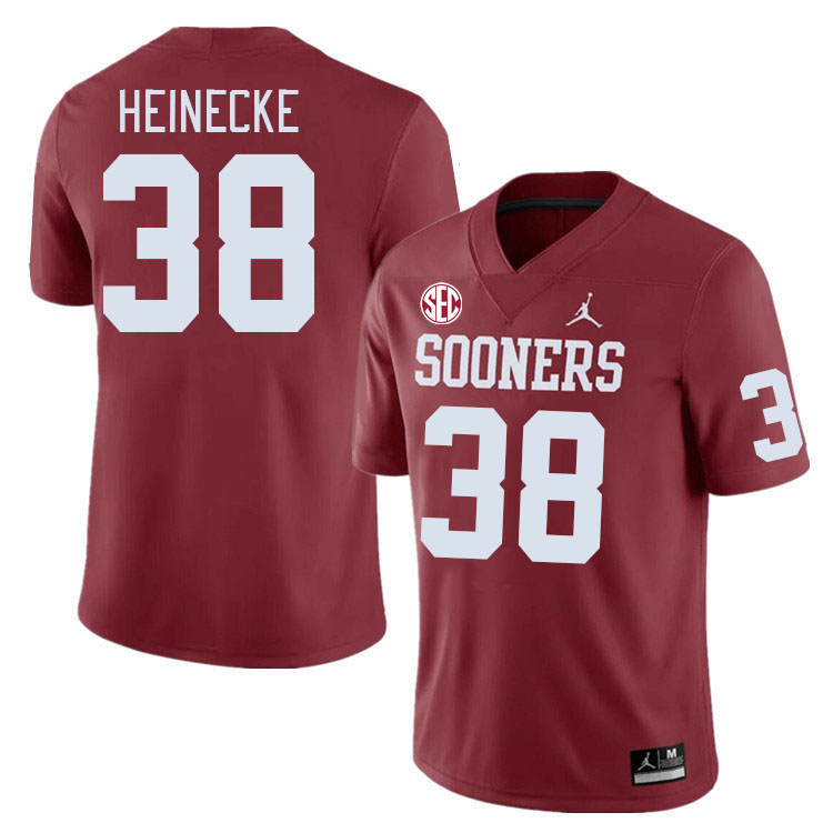 #38 Owen Heinecke Oklahoma Sooners 2024 SEC Conference College Football Jerseys-Crimson